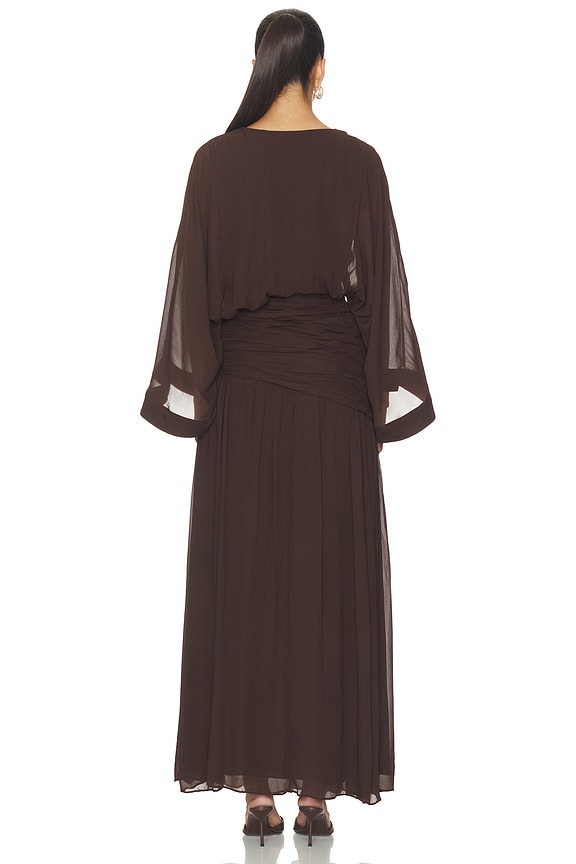 Amina Balloon Sleeve Plunged Maxi Dress