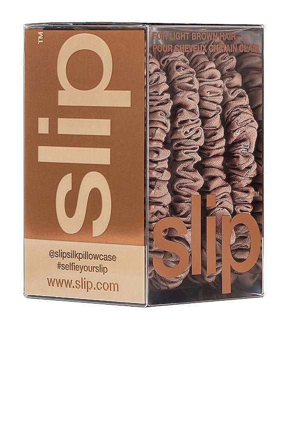 Skinny Scrunchies 4 Pack In Light Brown