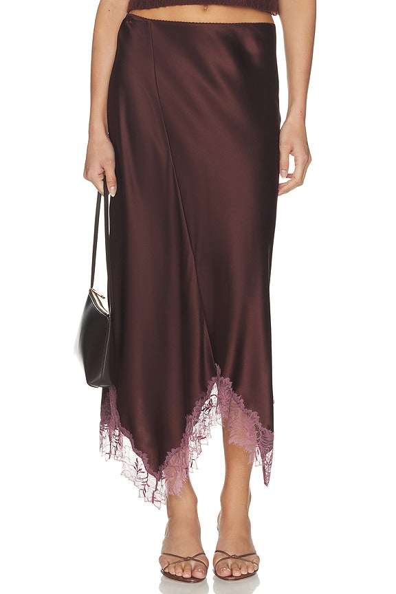 Keri Paneled Bias Skirt With Lace