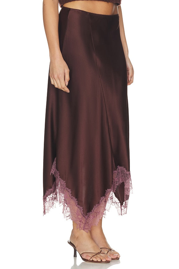 Keri Paneled Bias Skirt With Lace