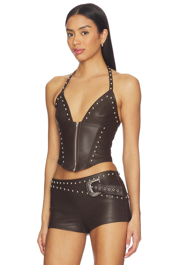 Melisa Faux Leather Top