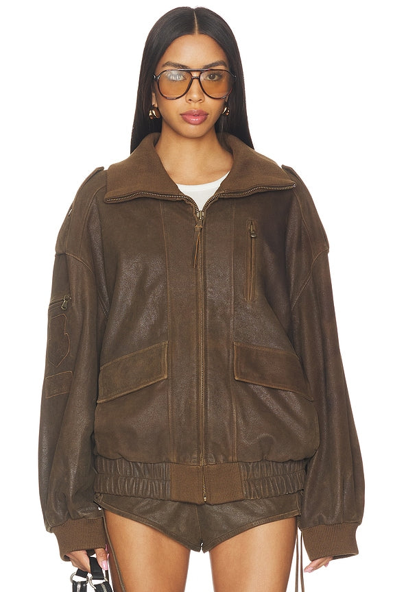 Fontaine Leather Bomber Jacket