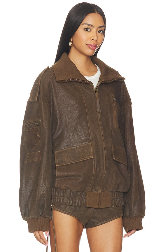 Fontaine Leather Bomber Jacket