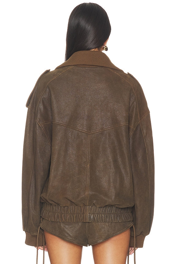Fontaine Leather Bomber Jacket