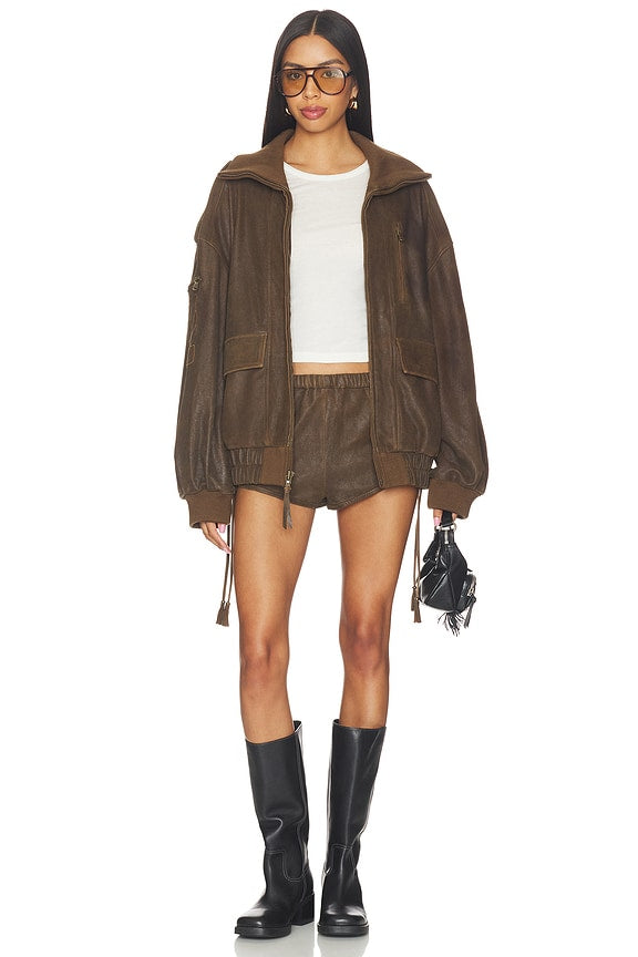 Fontaine Leather Bomber Jacket