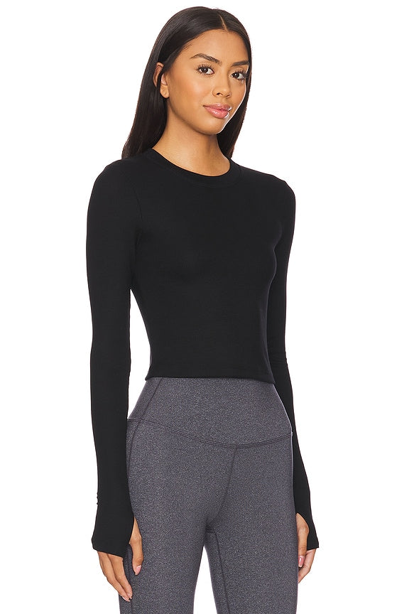 Louise Rib Long Sleeve Crop Top