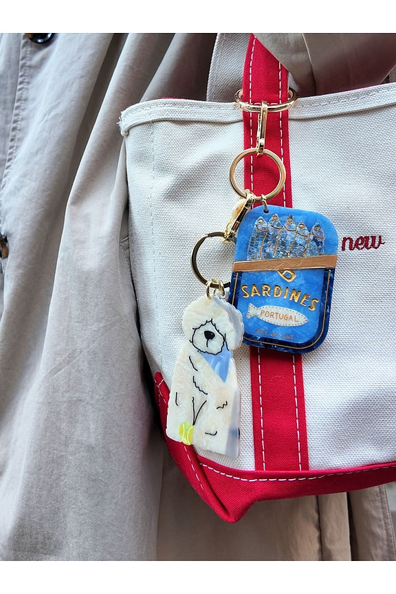Hand-Painted Sardines Bag Charm + Keychain