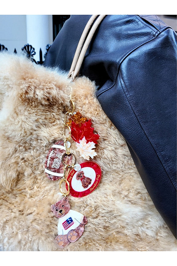 Hand-Painted Vintage Football Bag Charm