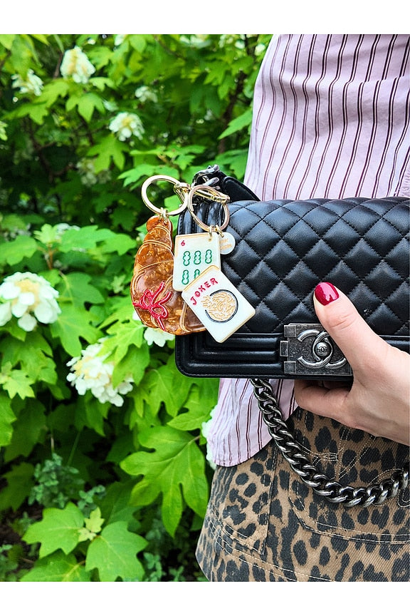 Hand-painted Mahjong Bag Charm + Keychain