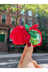 Hand-Painted Apple Compact Mirror