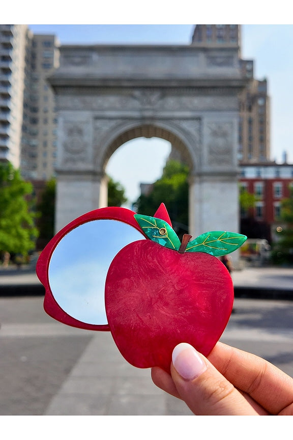 Hand-Painted Apple Compact Mirror