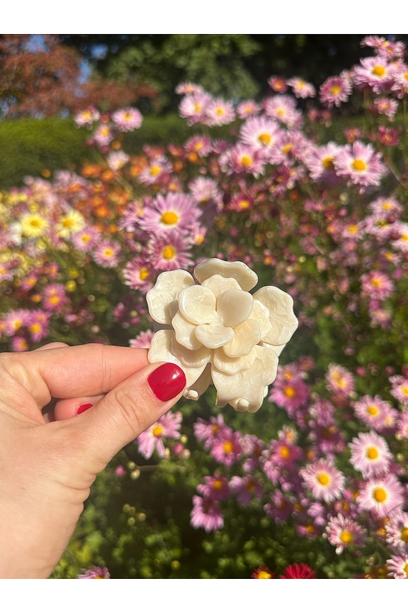 Handmade Origami Gardenia Flower Claw Hair Clip