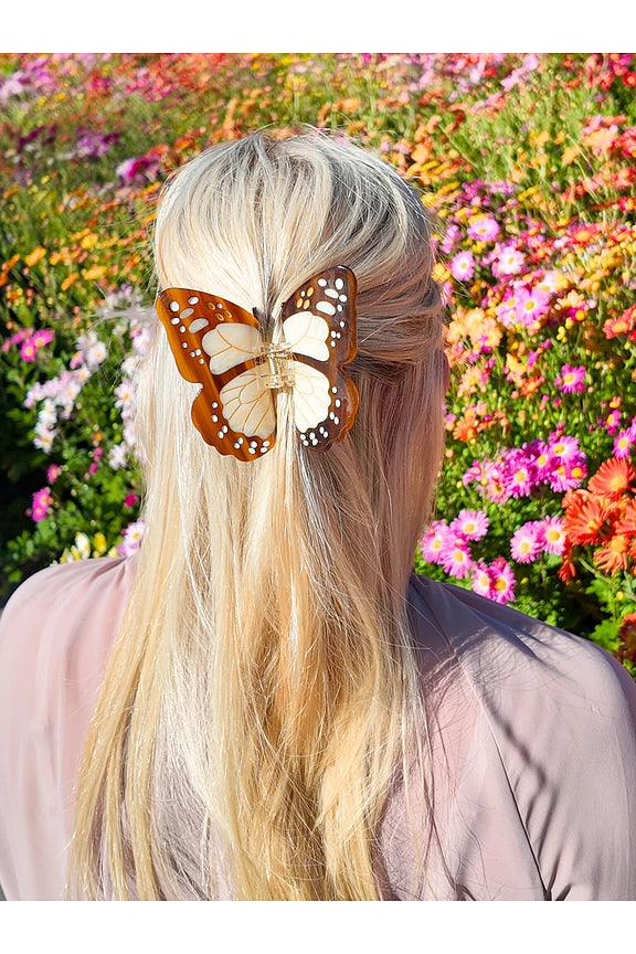 Hand-painted Boho Monarch Claw Hair Clip