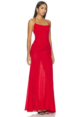 Nensi Ruched Mesh Maxi Dress