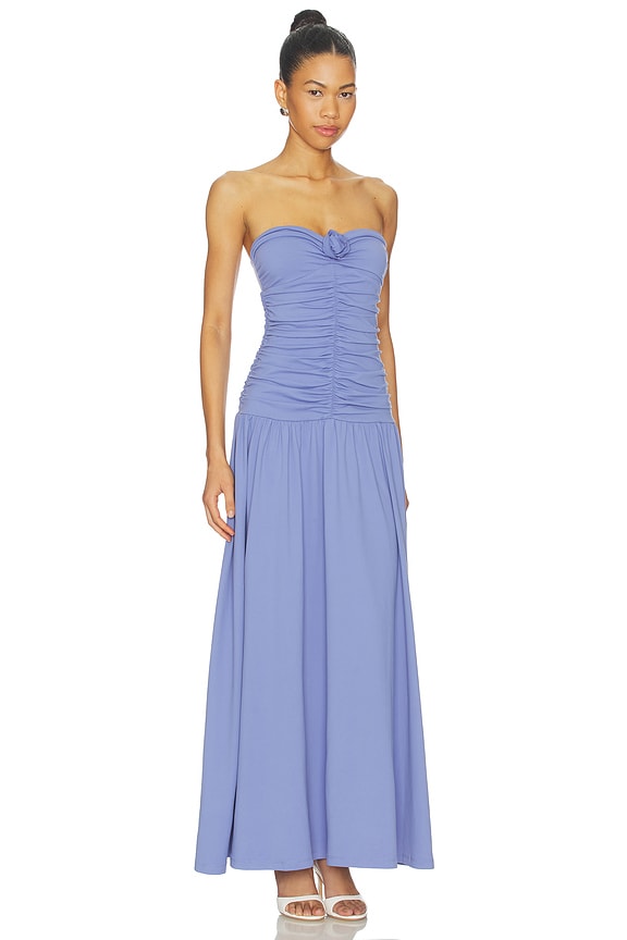 Center Gathered Flower Tube Dress