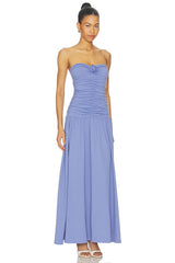 Center Gathered Flower Tube Dress