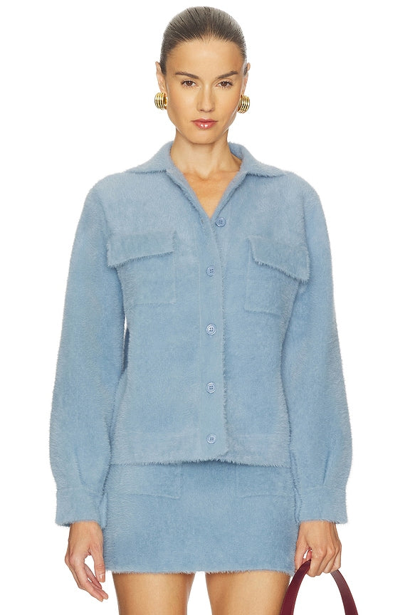 Fuzzy Sweater Cargo Jacket