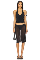 Center Gathered Tie Halter Top