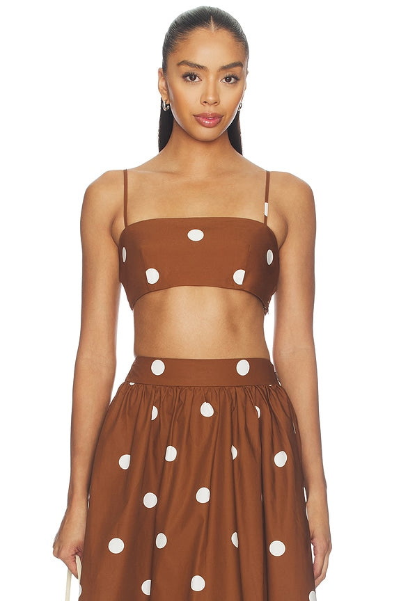 Polka Poplin Crop String Top