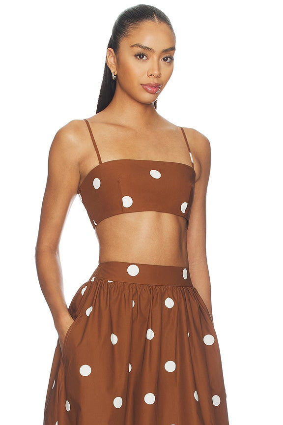 Polka Poplin Crop String Top