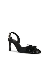 Slingback High Heel Flower Satin Mule