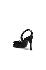 Slingback High Heel Flower Satin Mule