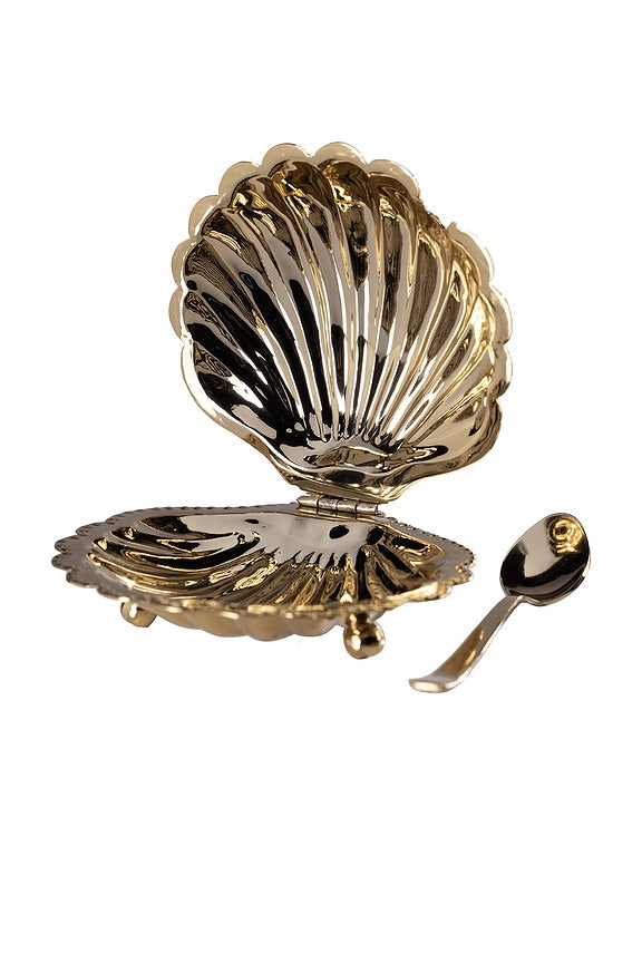 Cap Ferrat Fan Shell Lidded Bowl With Spoon