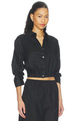 Linen Fixed Sleeve Cropped Shirt