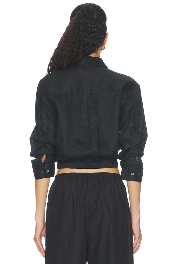 Linen Fixed Sleeve Cropped Shirt