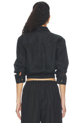 Linen Fixed Sleeve Cropped Shirt