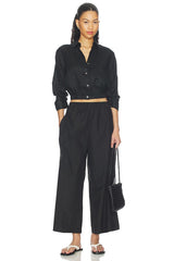Linen Fixed Sleeve Cropped Shirt