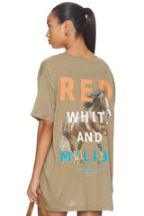 Red White And Malibu Oversized Tee