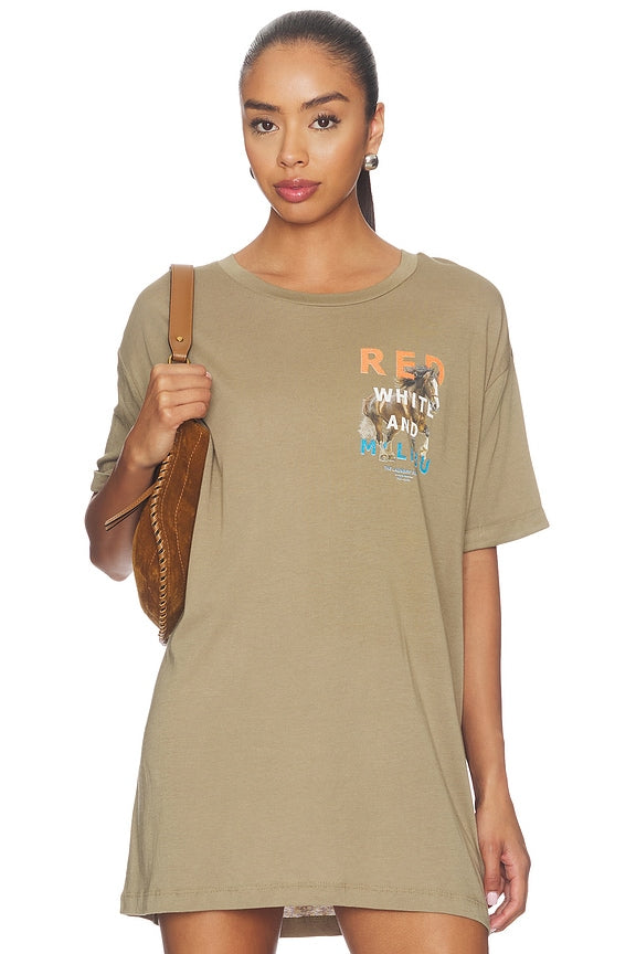 Red White And Malibu Oversized Tee