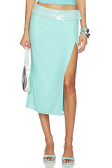 Sequin Foldover Midi Skirt