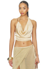 Cyrene Satin Cowl Top