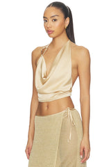 Cyrene Satin Cowl Top
