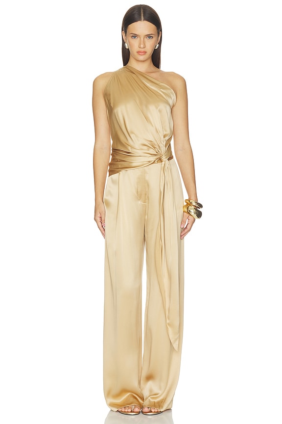 Asymmetrical Drape Top With Tail
