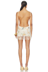 Sinta Open Knit Fringe Mini Dress