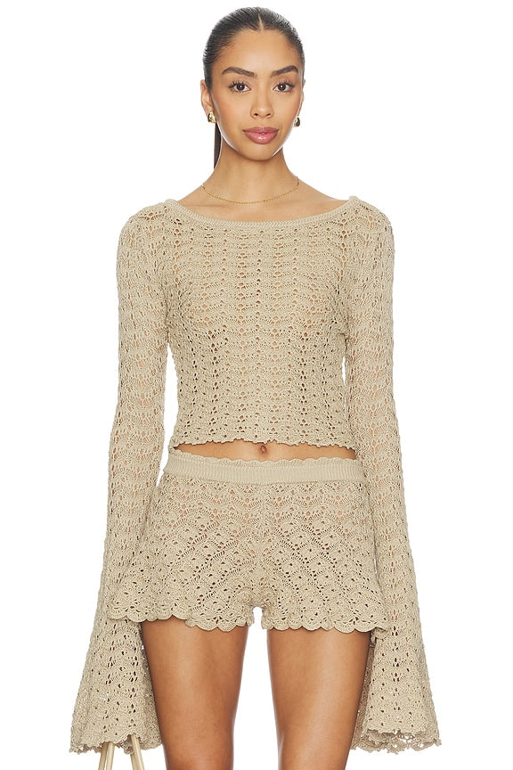 Zaylee Boat Neck Open Stitch Sweater