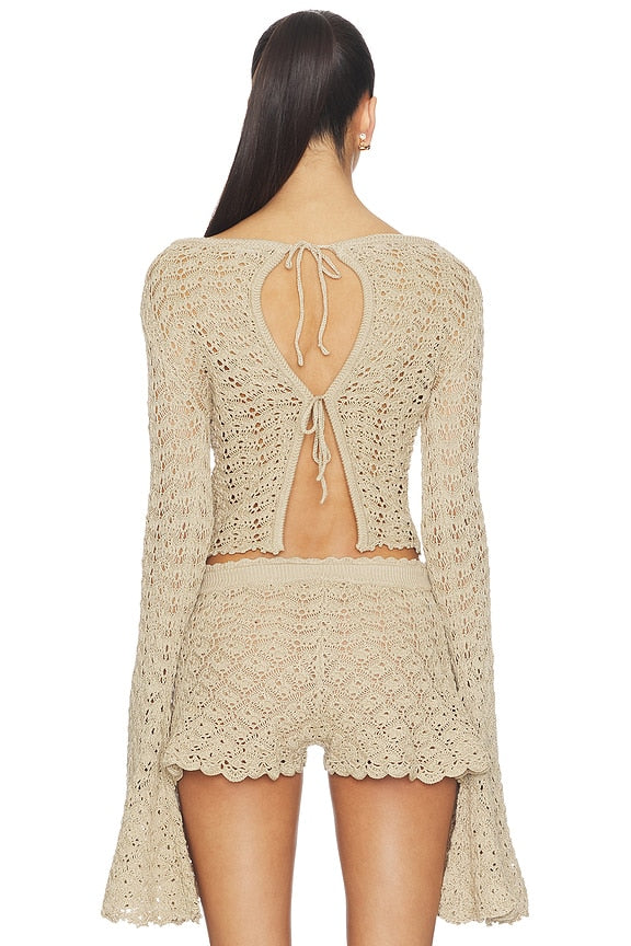 Zaylee Boat Neck Open Stitch Sweater