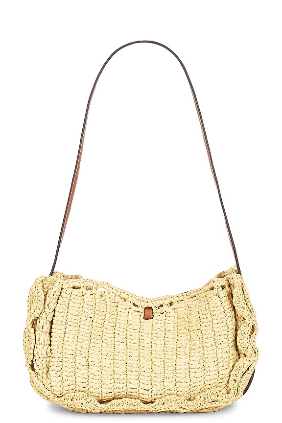Marina Raffia Scallop Pouchette Bag