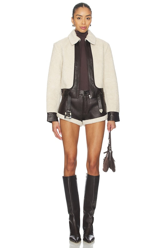 Faux Shearling Leather Short