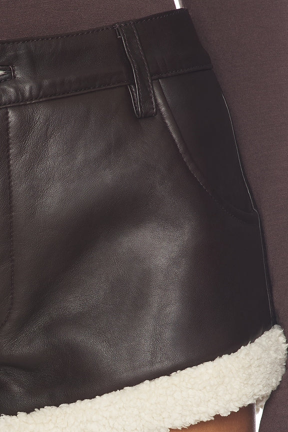 Faux Shearling Leather Short