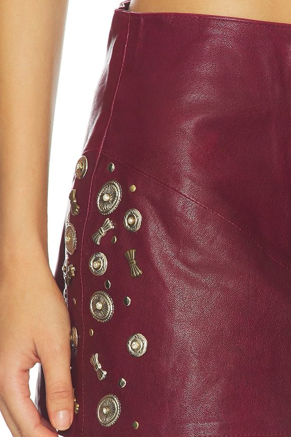 Concho Leather Skirt