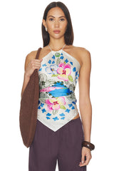 Hydrangea Crystal Scarf Blouse
