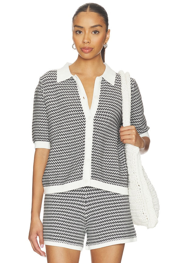 Gaelle Polo Knit Top