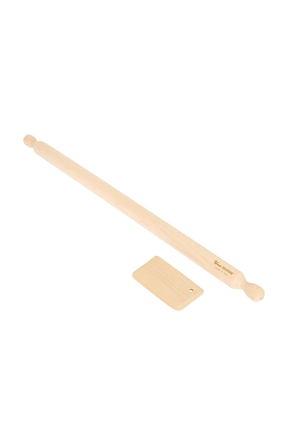Beechwood Long Rolling Pin &amp; Pasta Scraper