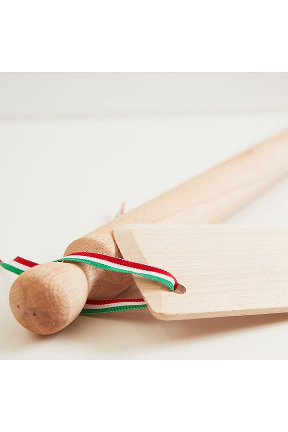 Beechwood Long Rolling Pin &amp; Pasta Scraper