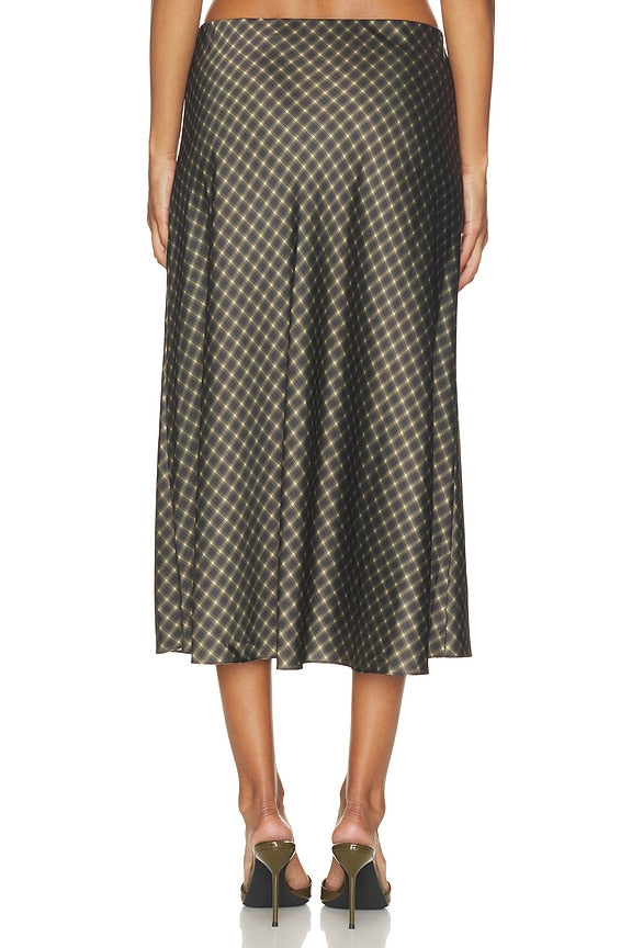 Plaid Ombre Slip Skirt With Lingerie Elastic