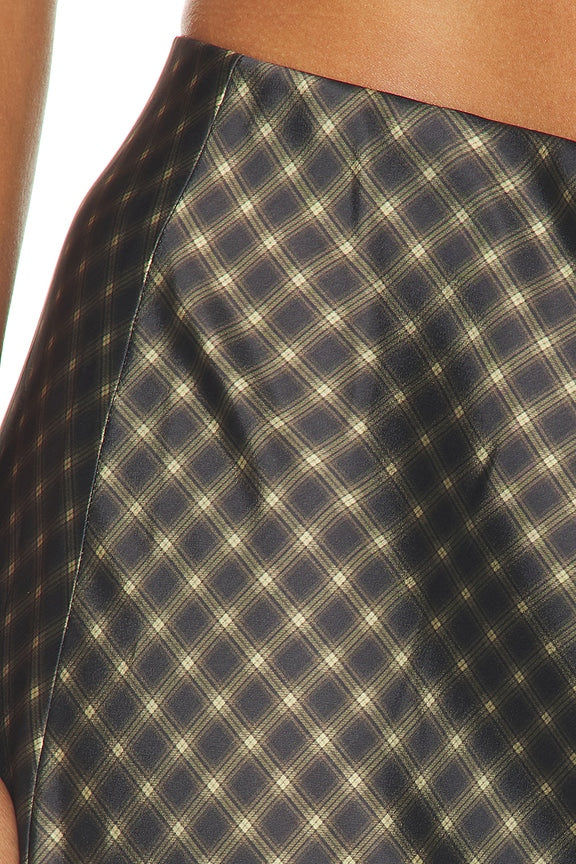 Plaid Ombre Slip Skirt With Lingerie Elastic